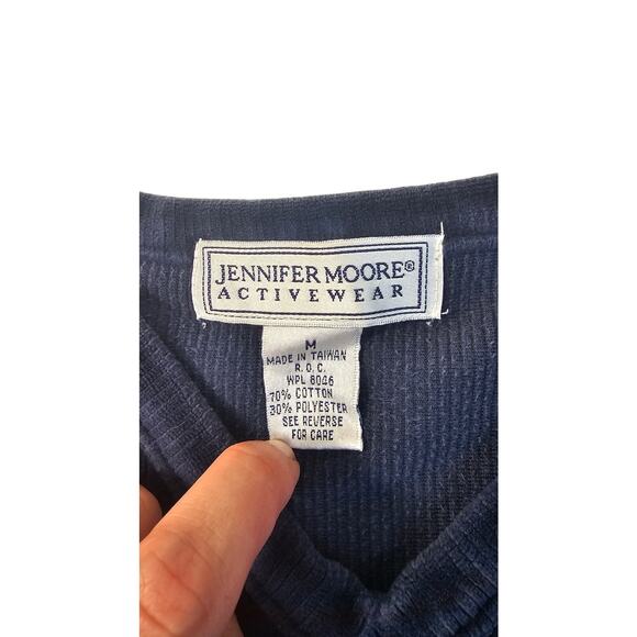 Vintage Jennifer Moore navy blue velour pocket lounge sweater comfy warm sz M + - Picture 4 of 6